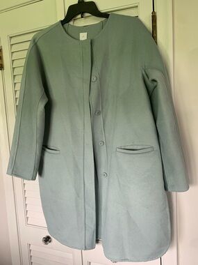 J. Jill Light Mint Green Collarless Trench Coat